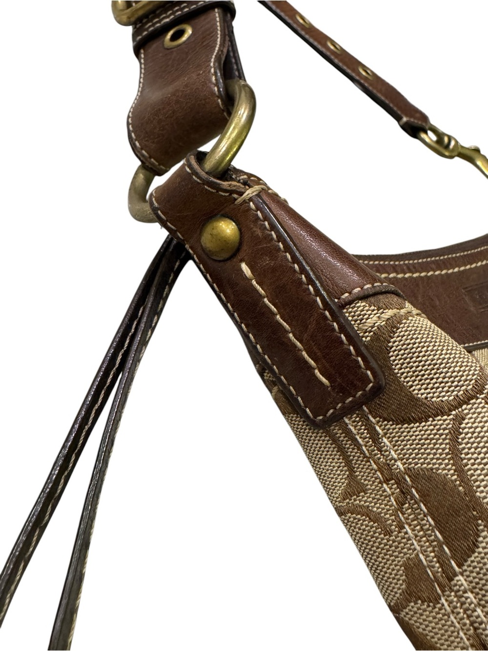 Vintage Coach Signature Crossbody Bag | Brown Jacquard Canvas & Leather Trim - Picture 7 of 16